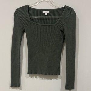 Nine West Women's Olive Long Sleeve Ribbed Tee